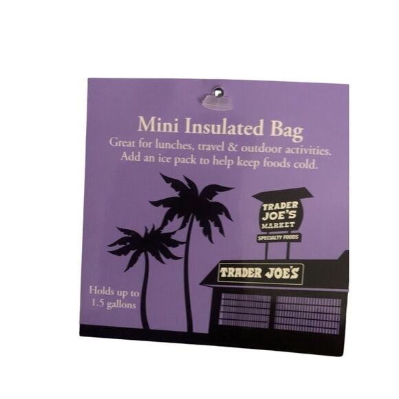 Trader Joe's Mini Insulated Reusable Tote Shopping Bag Lavender Purple 1.5 Gallo - Picture 5 of 5